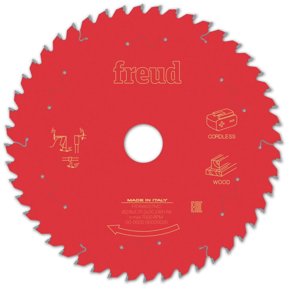 Image of Freud F03FS10062 Wood Circular Saw Blade 216mm x 30mm 48T 