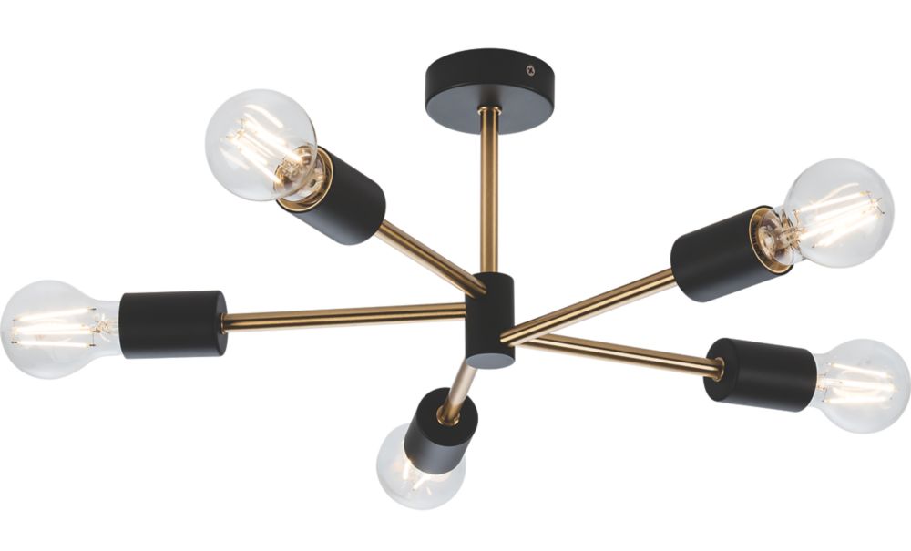 Image of Knightsbridge Sena Decorative 5-Light Pendant Matt Black 