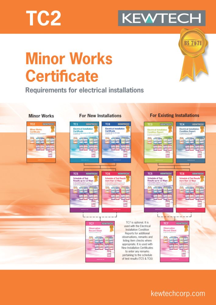 Image of Kewtech TC2 Minor Works 40 Certificates 