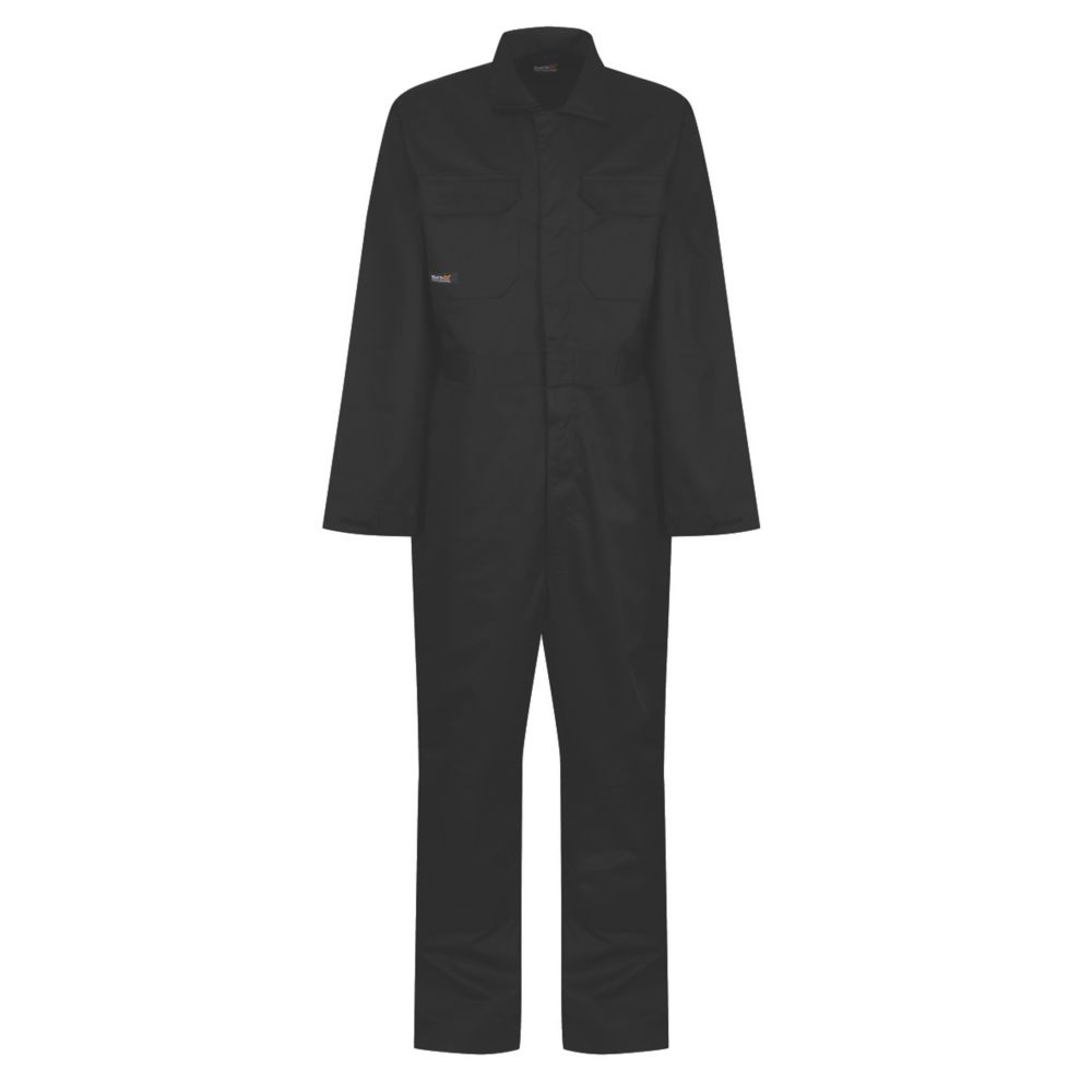 Image of Regatta Stud Fasten Coverall Black XXX Large 48" Chest 34" L 