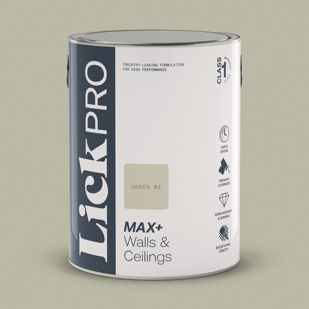 Image of LickPro Eggshell Green 01 Emulsion Paint 5Ltr 