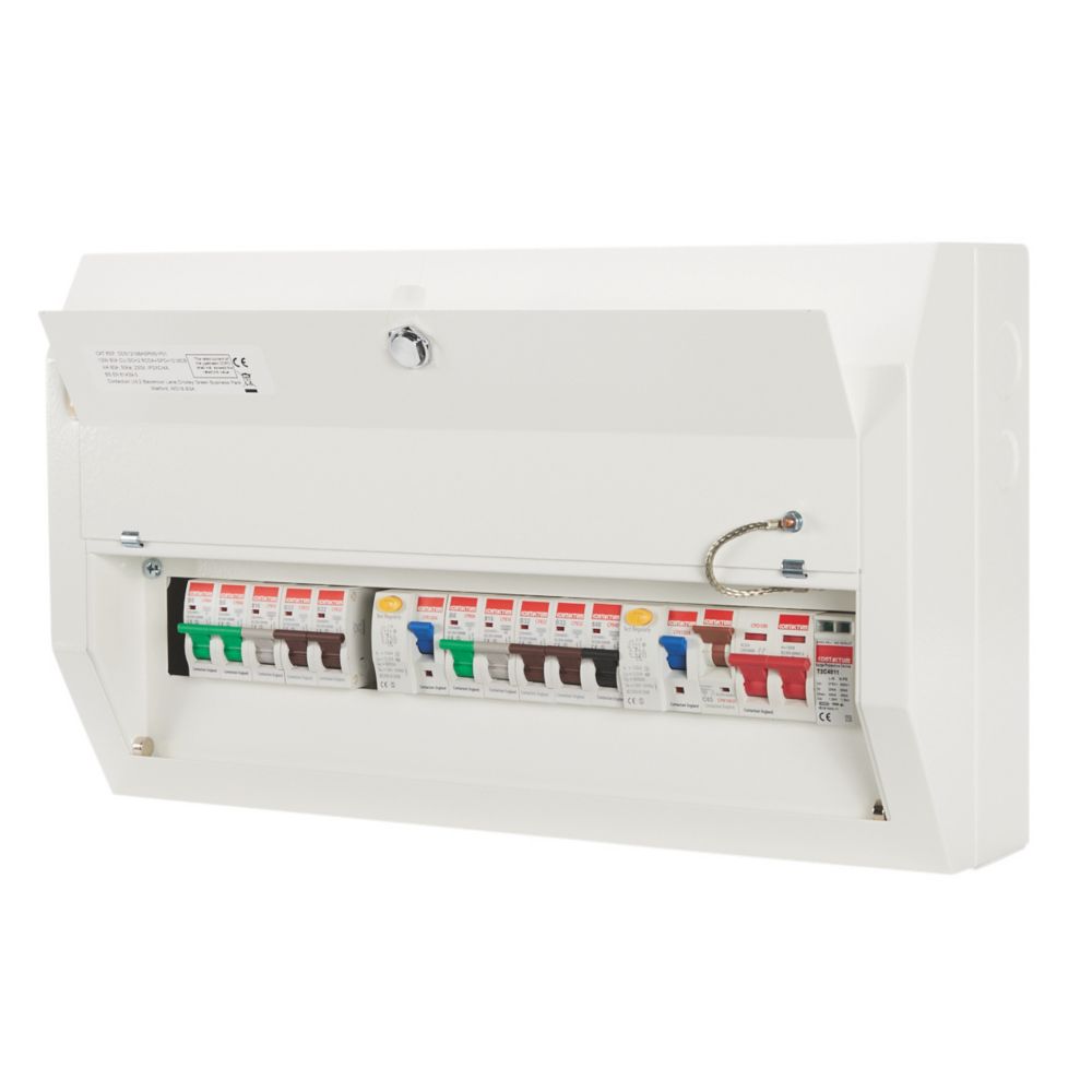 Image of Contactum Defender 1.0 20-Module 10-Way Populated High Integrity Dual RCD Consumer Unit with SPD 