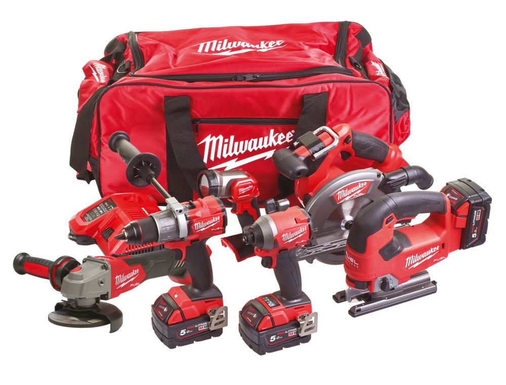 Image of Milwaukee M18 FPP6J2-503B FUEL 18V 3 x 5.0Ah Li-Ion RedLithium Brushless Cordless 6 Piece kit 
