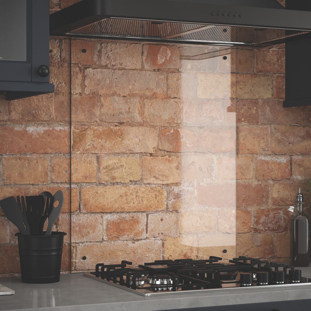 Image of Splashback Clear with Black Caps Splashback 600mm x 750mm x 6mm 