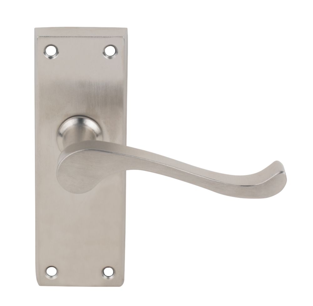 Image of Carlisle Brass Victorian Scroll Latch Lever on Backplate Latch Door Handles Pair Satin Nickel 