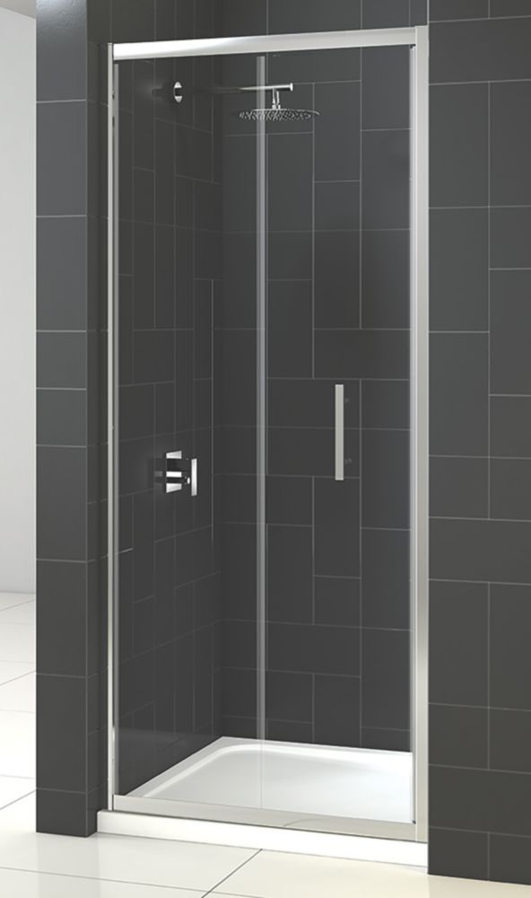 Image of Triton Fast Fix Framed Rectangular Bi-Fold Shower Door Chrome 800mm x 1900mm 