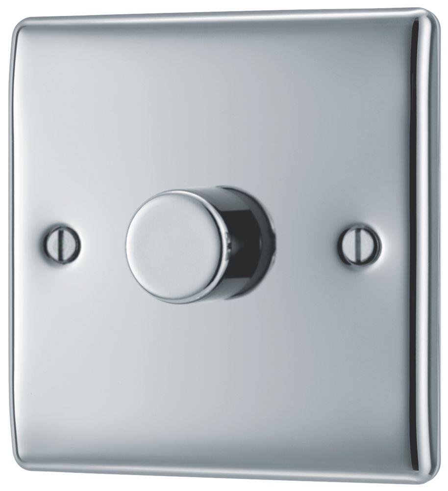 Image of British General Nexus Metal 1-Gang 2-Way LED Dimmer Switch Polished Chrome 