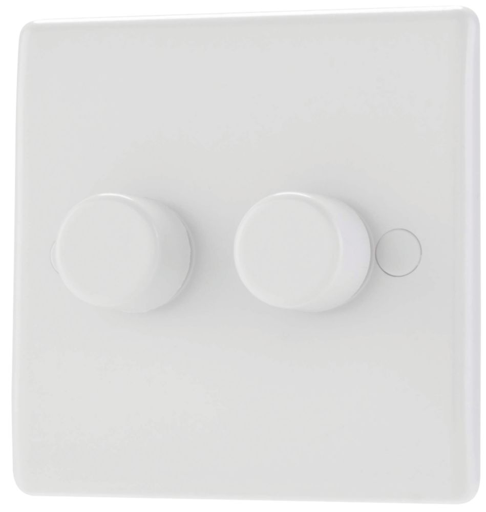 Image of British General 800 Series 2-Gang 2-Way LED Dimmer Switch White 
