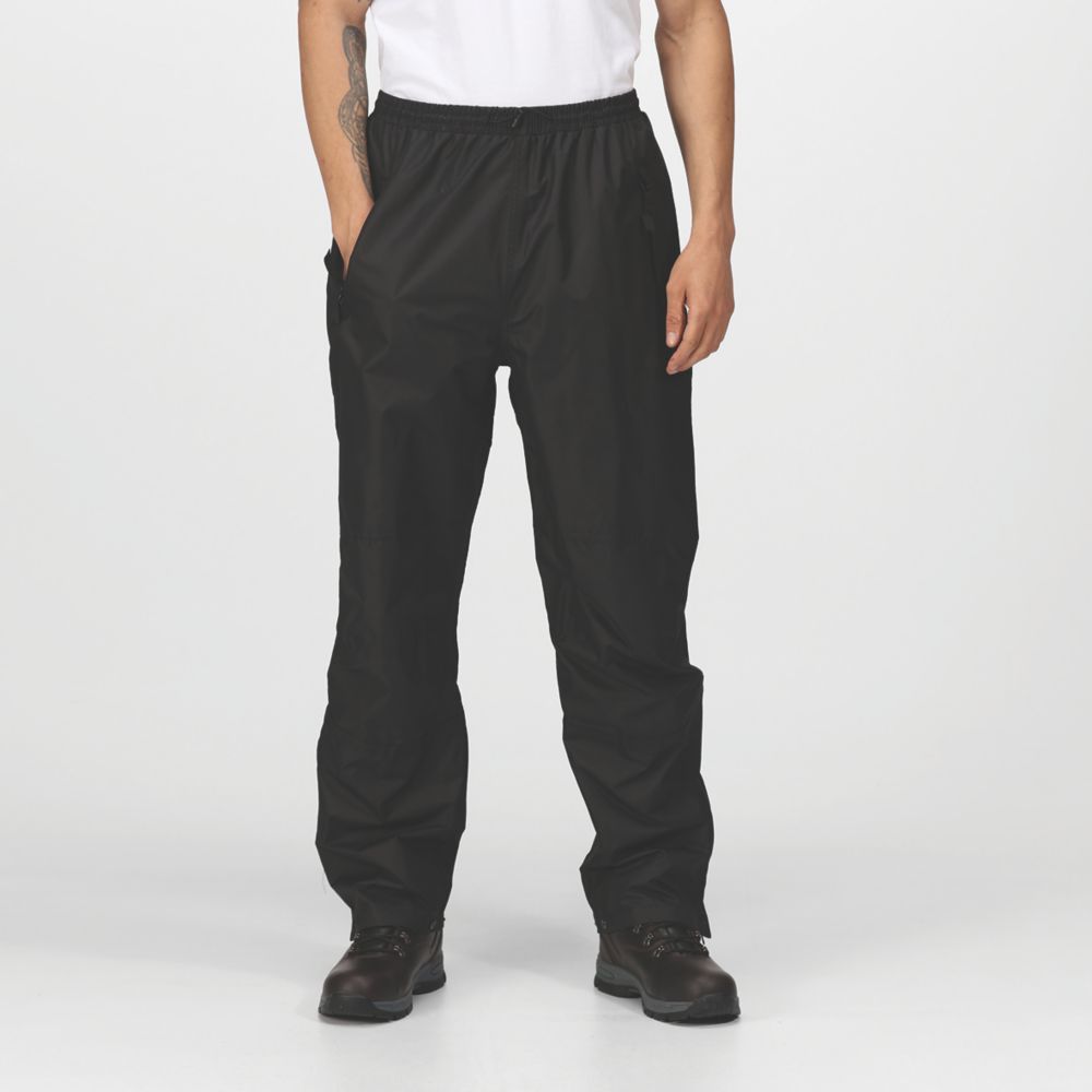 Image of Regatta Linton Waterproof Trousers Black Small 31" W 32" L 