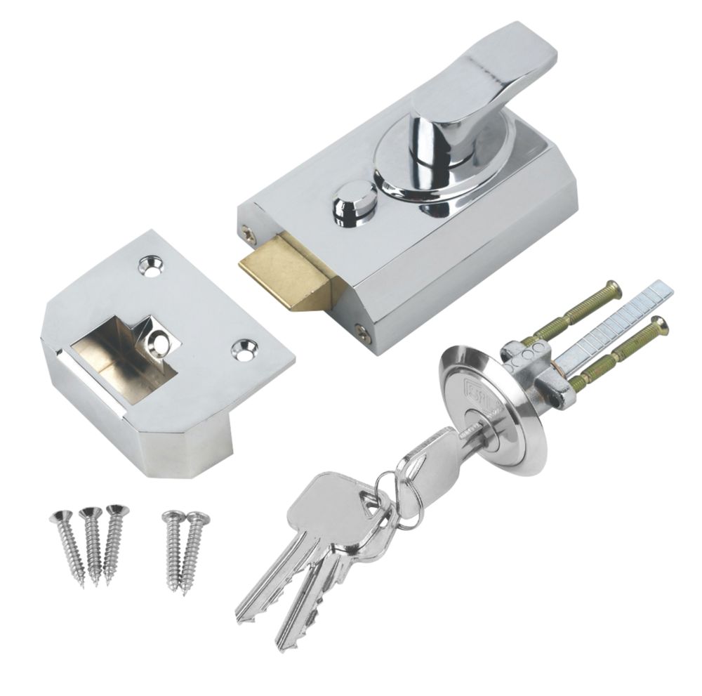 Image of Smith & Locke ST-CHR-60 Fire Rated Deadlock Night Latch Polished Chrome 60mm Backset 