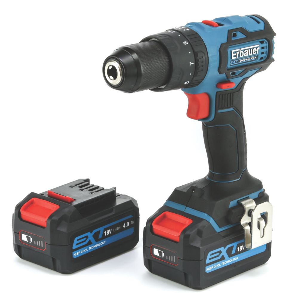 Image of Erbauer ECD18-Li-2 18V 2 x 4.0Ah Li-Ion EXT Brushless Cordless Combi Drill 