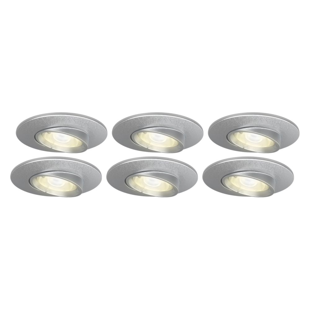 Image of 4lite Tilt Fire Rated LED Smart Downlight Brushed Chrome 5W 440lm 6 Pack 