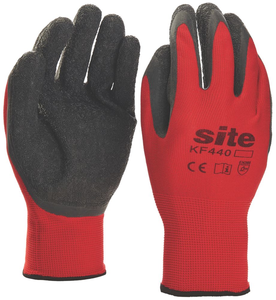 Image of Site 440 Superlight Latex Gripper Gloves Red / Black Medium 
