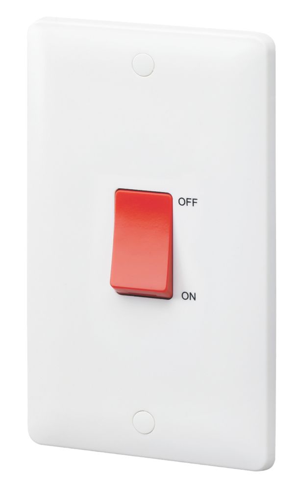 Image of MK Base 45A 2-Gang DP Control Switch White with Red Inserts 