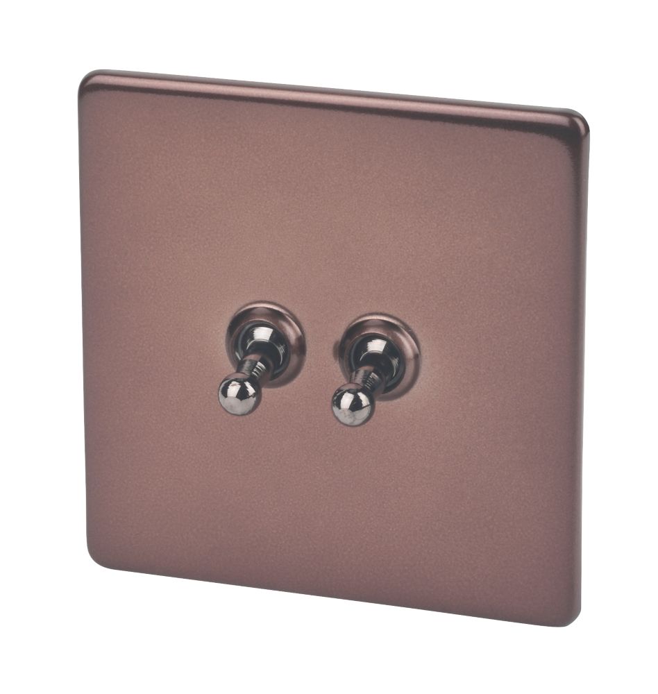 Image of Varilight 10AX 2-Gang 2-Way Toggle Switch Mocha 
