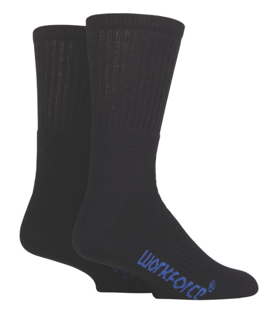 Image of SockShop Cushioned Foot Work Socks Black Size 6-11 2 Pack 
