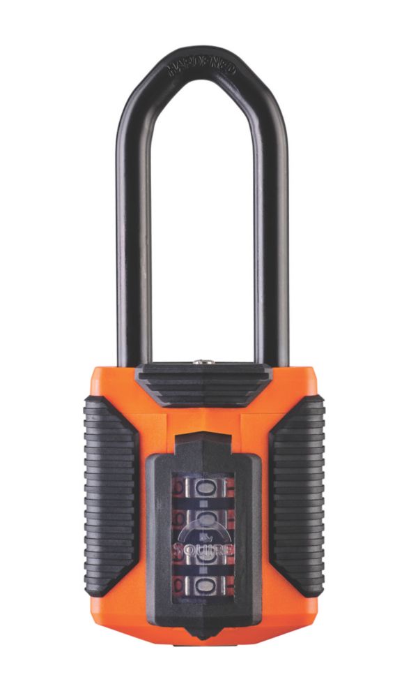 Image of Squire CP50 2.5 ATLO Die-Cast Steel Weatherproof Long Shackle Combination Padlock Orange 50mm 