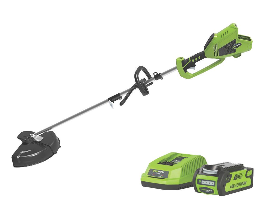 Image of Greenworks GWGD40BCK2 40V 1 x 2.0Ah Li-Ion Brushless Cordless Line Trimmer 
