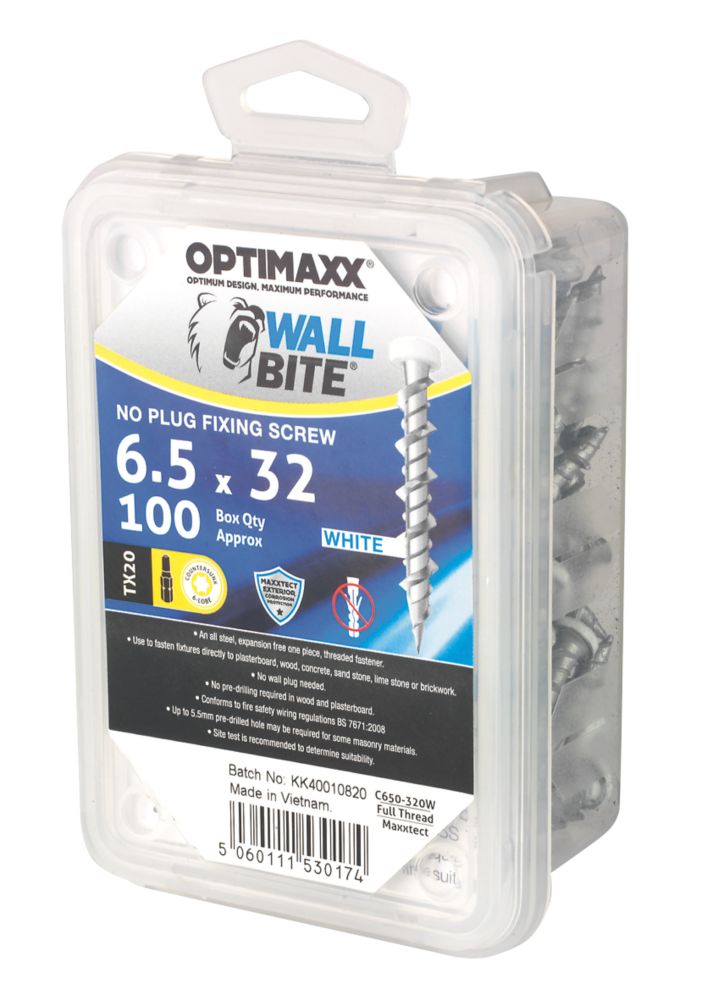Image of Optimaxx TX Raised Self-Tapping Masonry Screws 6.5mm x 32mm 100 Pack 