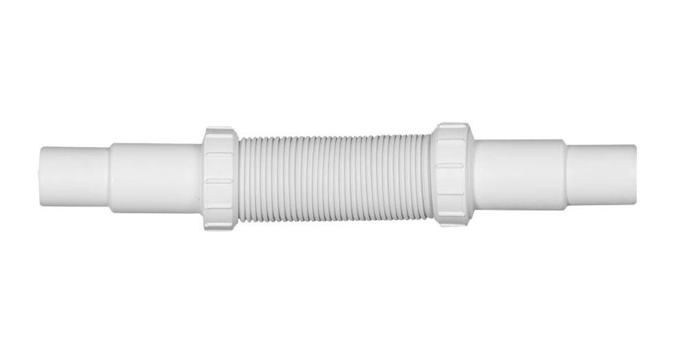 Image of Euroflo Push-Fit Flexible Waste Pipe Short White 40mm x 250-640mm 