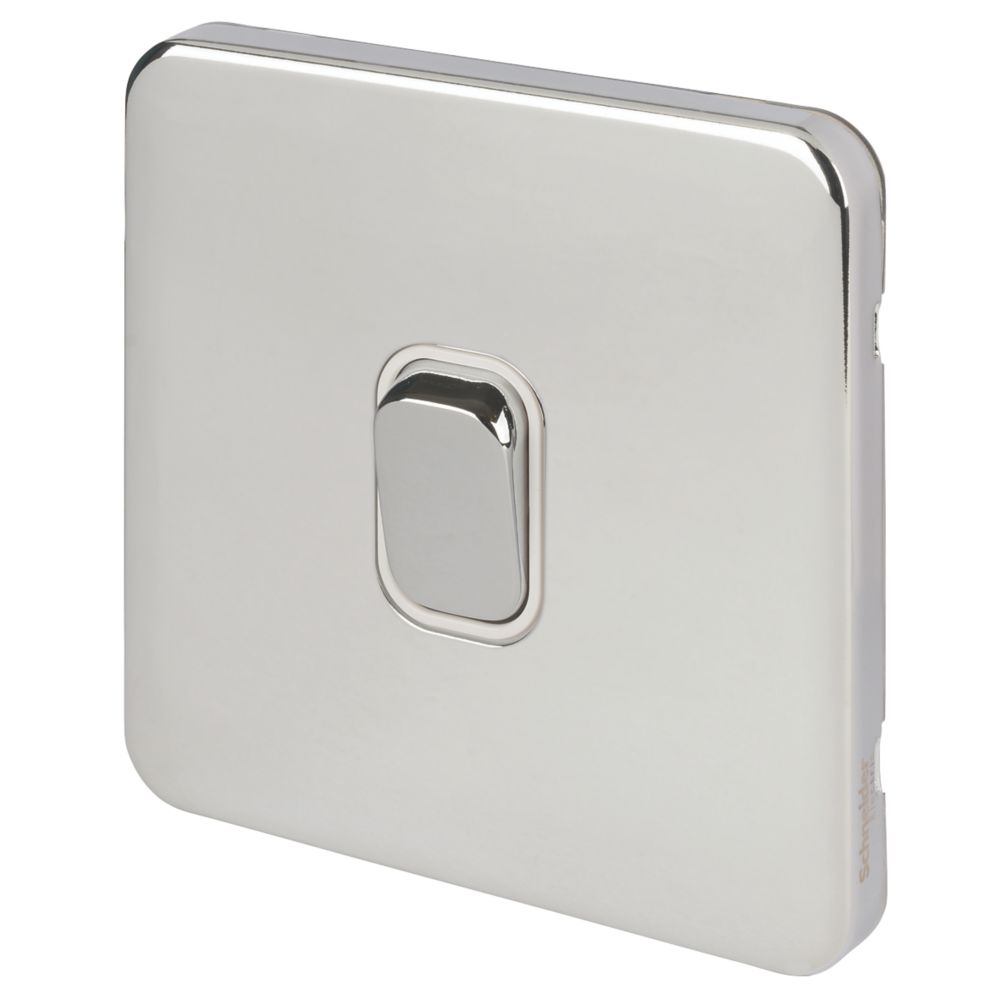 Image of Schneider Electric Lisse Deco 10AX 1-Gang Intermediate Switch Polished Chrome with White Inserts 