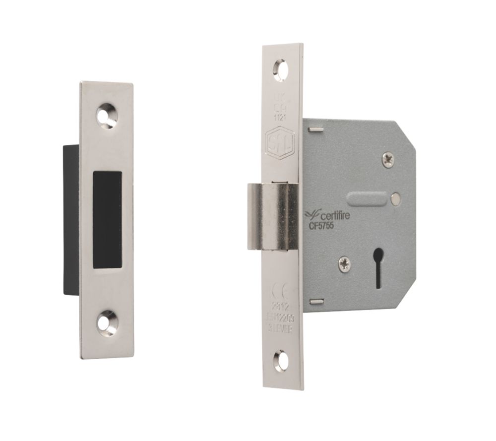 Image of Smith & Locke Fire Rated 3 Lever Chrome Deadlock 65mm Case - 44mm Backset 