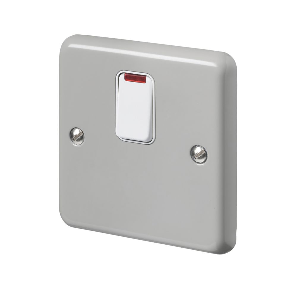 Image of MK Contoura 20A 1-Gang DP Control Switch Grey with Neon with White Inserts 