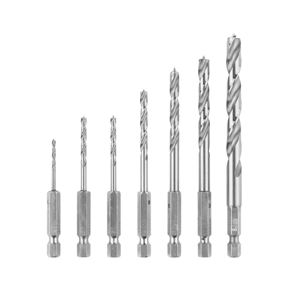Image of Bosch Hex Shank Wood Drill Bit Set 7 Pieces 
