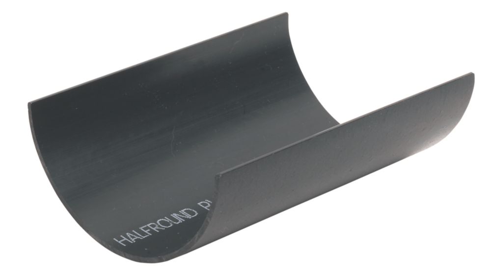 Image of FloPlast Cast Iron Effect Half Round Gutter Black 112mm x 3m 6 Pack 