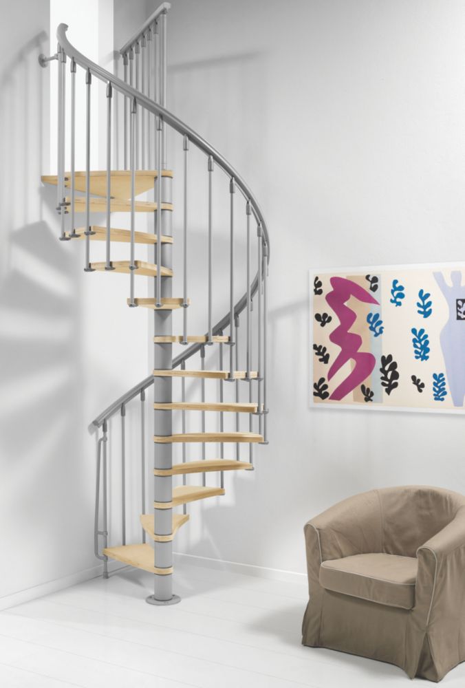 Image of Fontanot Wooden Tread Spiral Staircase LH/RH Finished Timber 