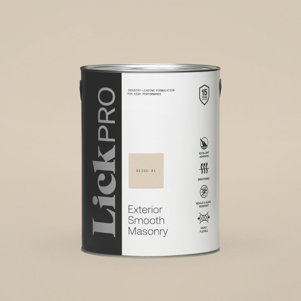 Image of LickPro Exterior Smooth Masonry Paint Beige 01 5Ltr 