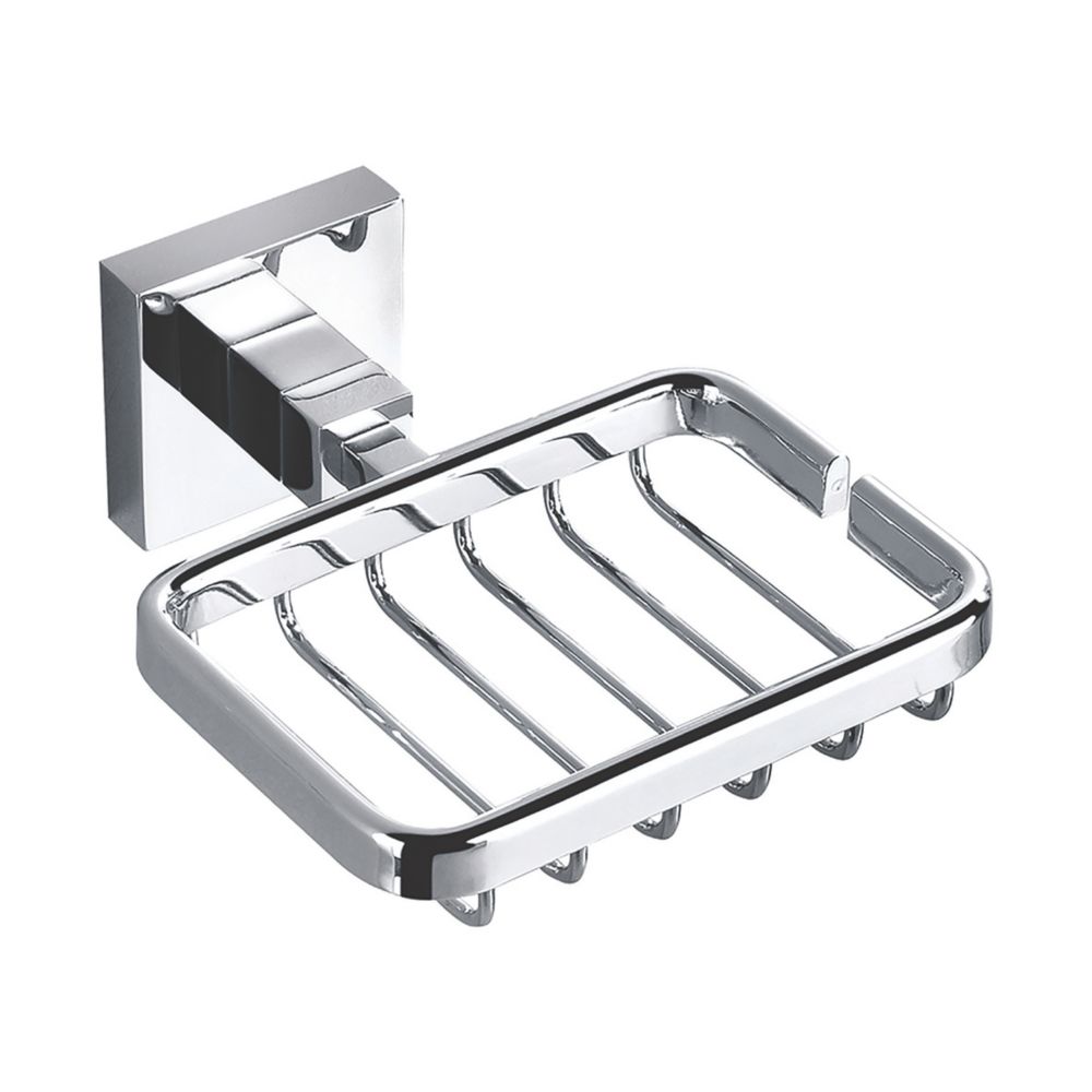 Image of Aqualux Epsom Glass Soap Basket Chrome 