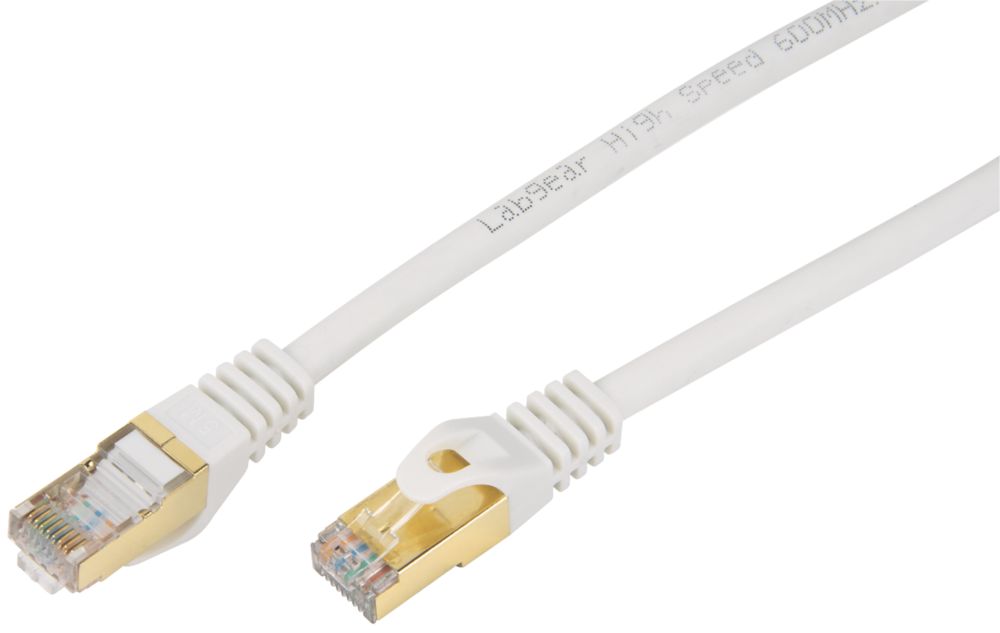 Image of Labgear White Shielded RJ45 Cat 7 Ethernet Patch Lead 0.5m 