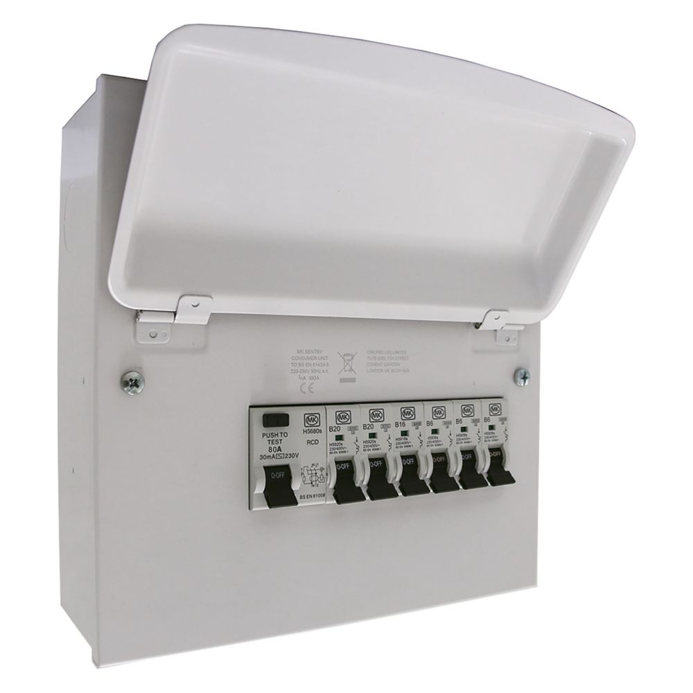 Image of MK Sentry 8-Module 8-Way Populated High Integrity RCD Incomer Consumer Unit 