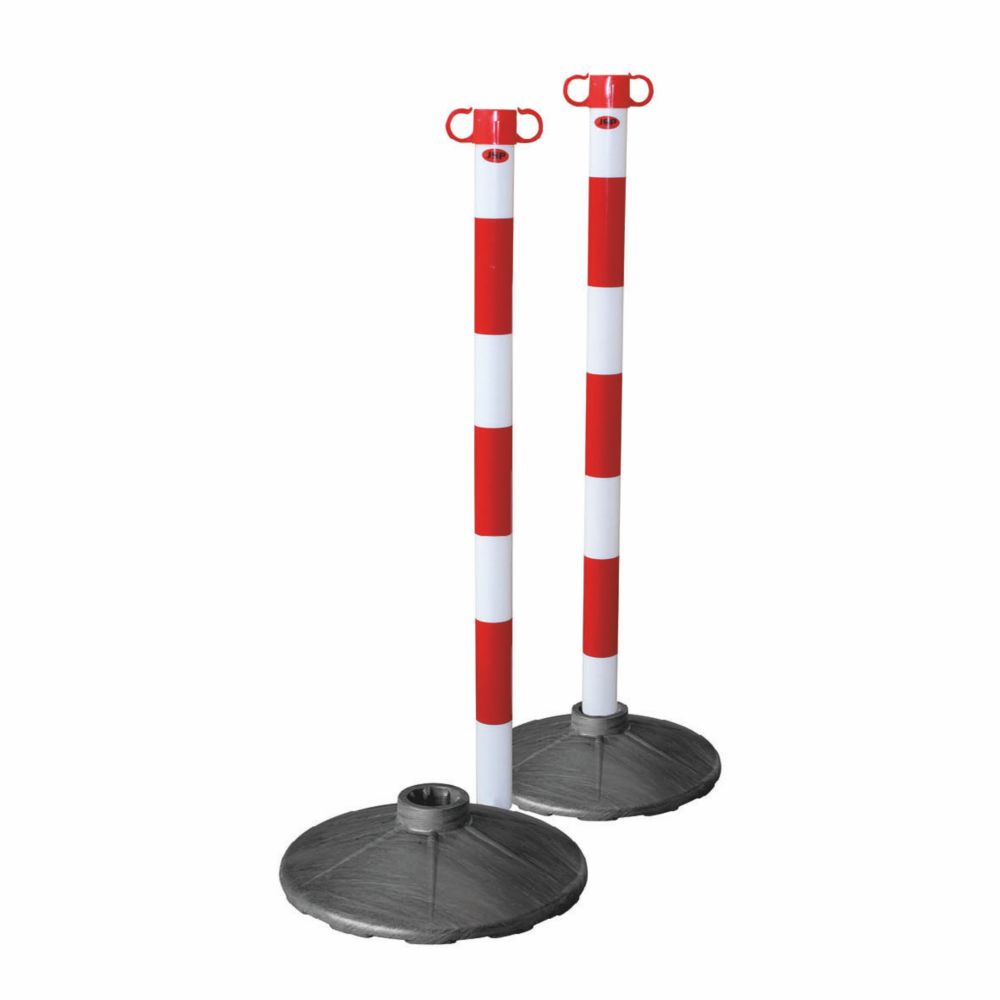 Image of JSP Barrier Chain Support Posts & Bases Red & White 2 Pack 