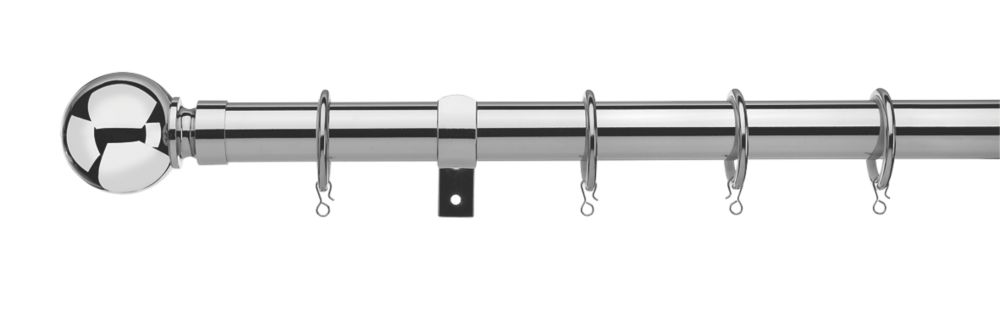 Image of Universal Metal Extendable Curtain Pole Polished Chrome 25/28mm x 1.2-2m 