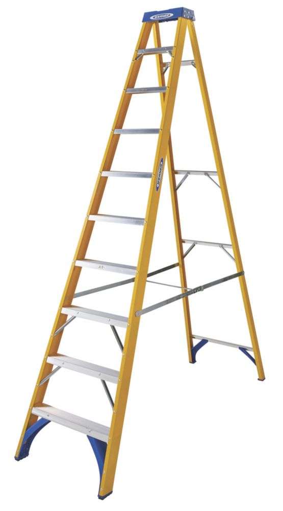 Image of Werner Fibreglass 10-Treads Swingback Stepladder 2.8m 