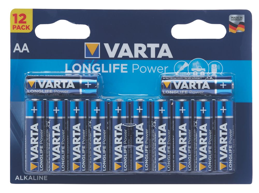 Image of Varta Longlife Power AA Batteries 12 Pack 