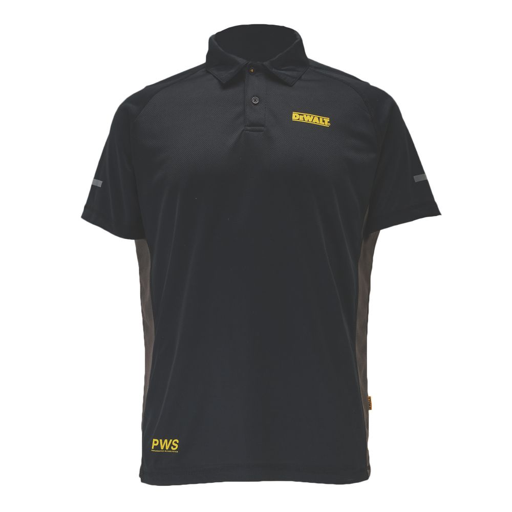 Image of DeWalt Rutland Polo Shirt Black/Grey Medium 39-40" Chest 