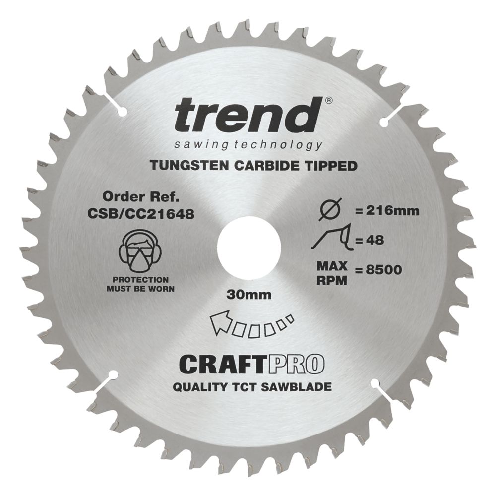 Image of Trend CraftPro CSB/CC21648 Wood Crosscut Circular Saw Blade 216mm x 30mm 48T 