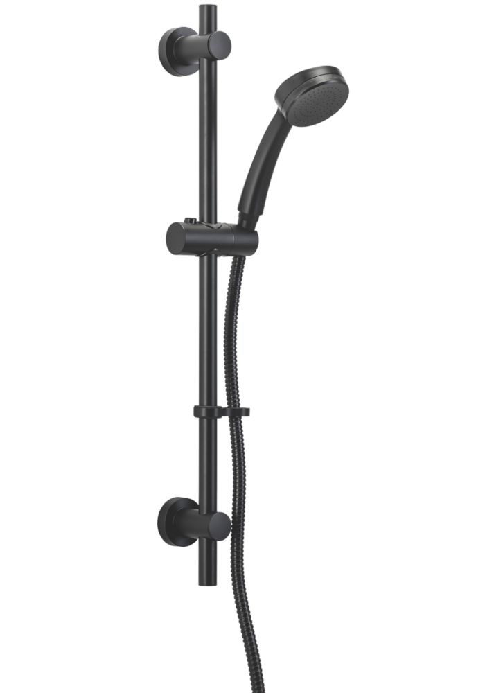 Image of Croydex Pressure Boost One Function Shower Set Contemporary Design Matt Black 