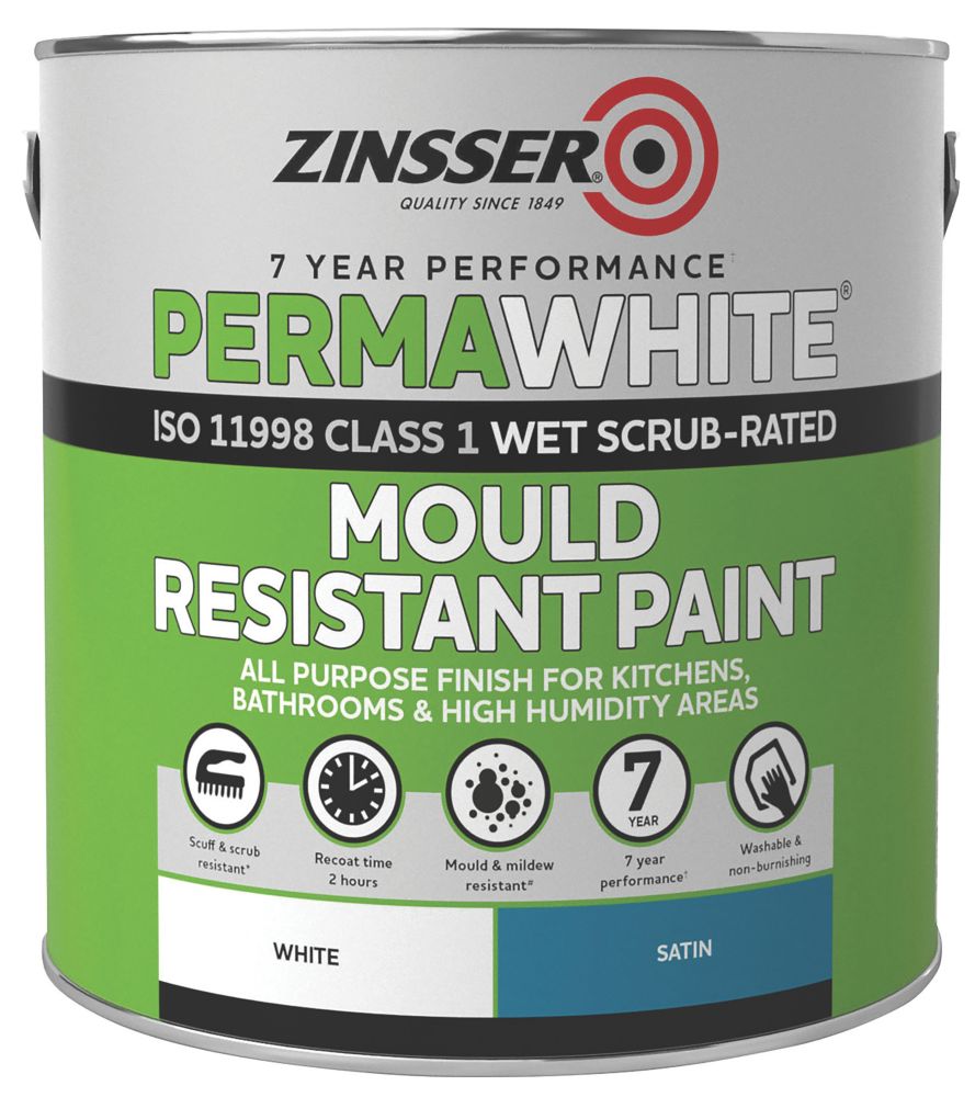 Image of Zinsser Self-Priming Paint Satin White 2.5Ltr 