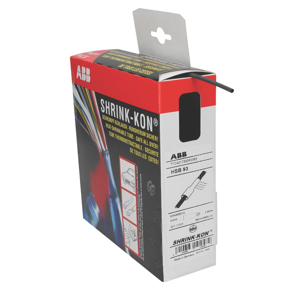 Image of CED HSB375B Black Heat Shrink Tubing 9.5mm x 6.5m 