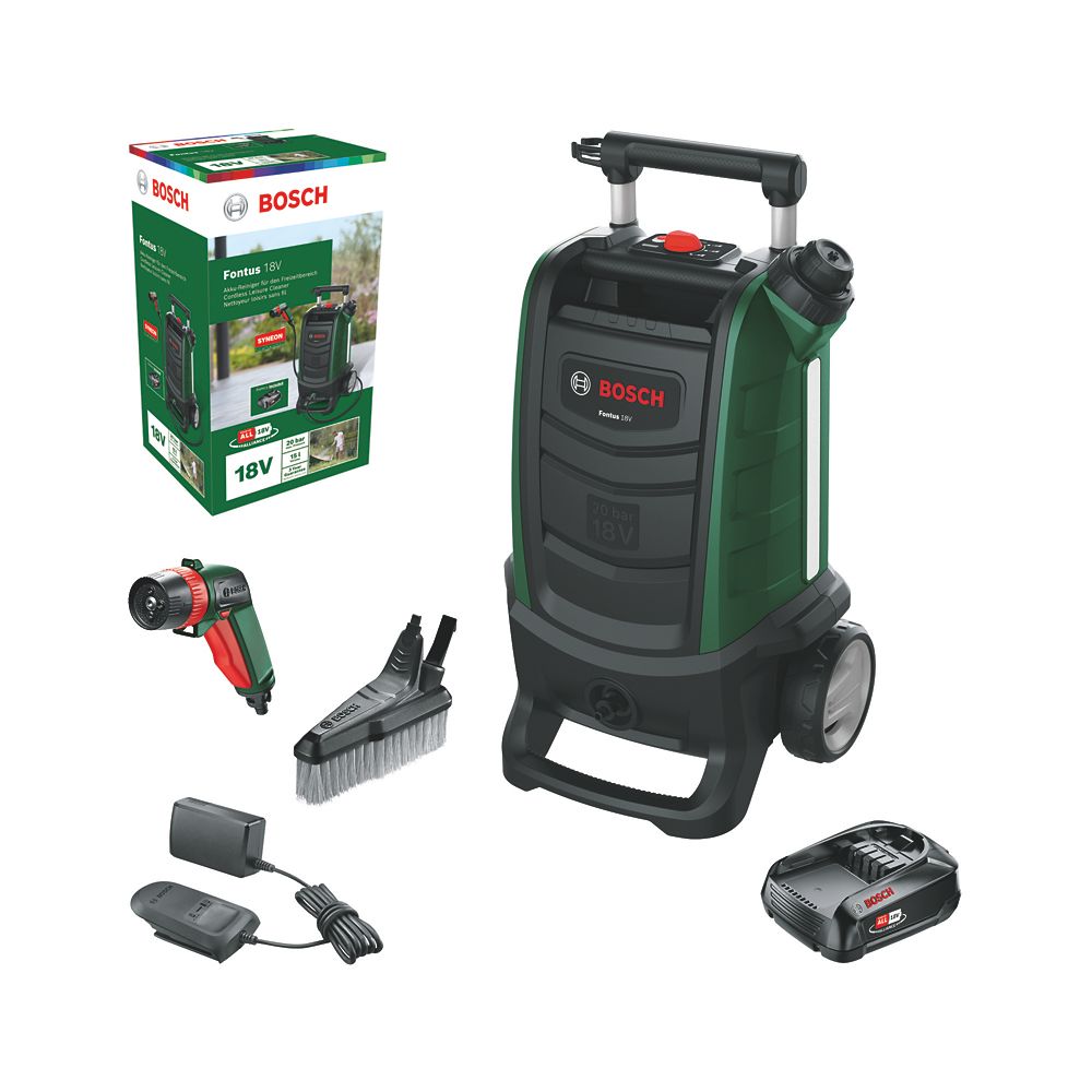 Image of Bosch Fontus Gen II 20bar 18V 1 x 2.5Ah Li-Ion Cordless Pressure Washer 
