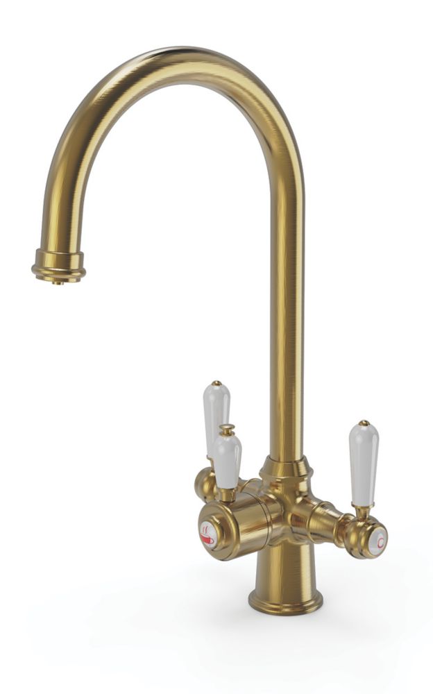 Image of ETAL Traditional Cruciform 3-in-1 Hot Water Kitchen Tap Gold 