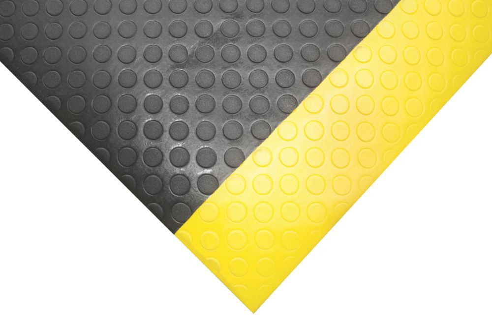 Image of COBA Europe Orthomat Dot Anti-Fatigue Floor Mat Black / Yellow 18.3m x 1.2m x 9mm 