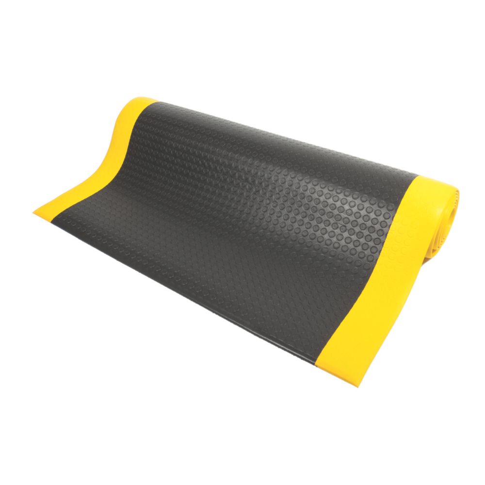 Image of COBA Europe Orthomat Dot Anti-Fatigue Floor Mat Black / Yellow 18.3m x 1.2m x 9mm 
