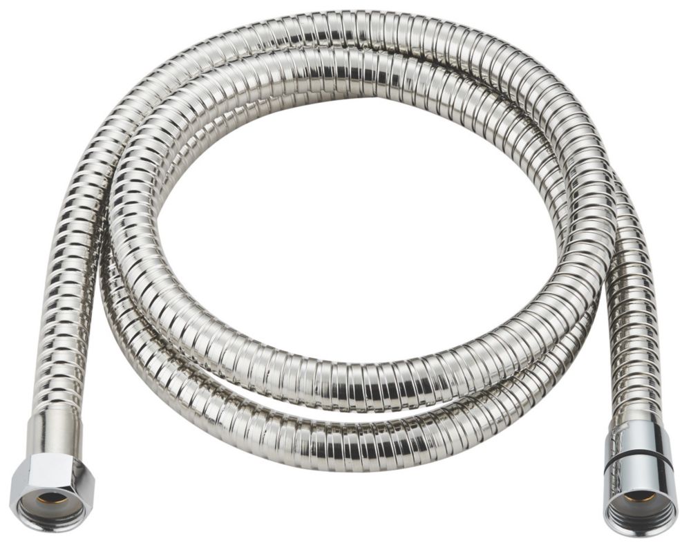 Image of Swirl Bathroom Mixer Tap Hose Polished Stainless Steel 10mm x 1.5m 