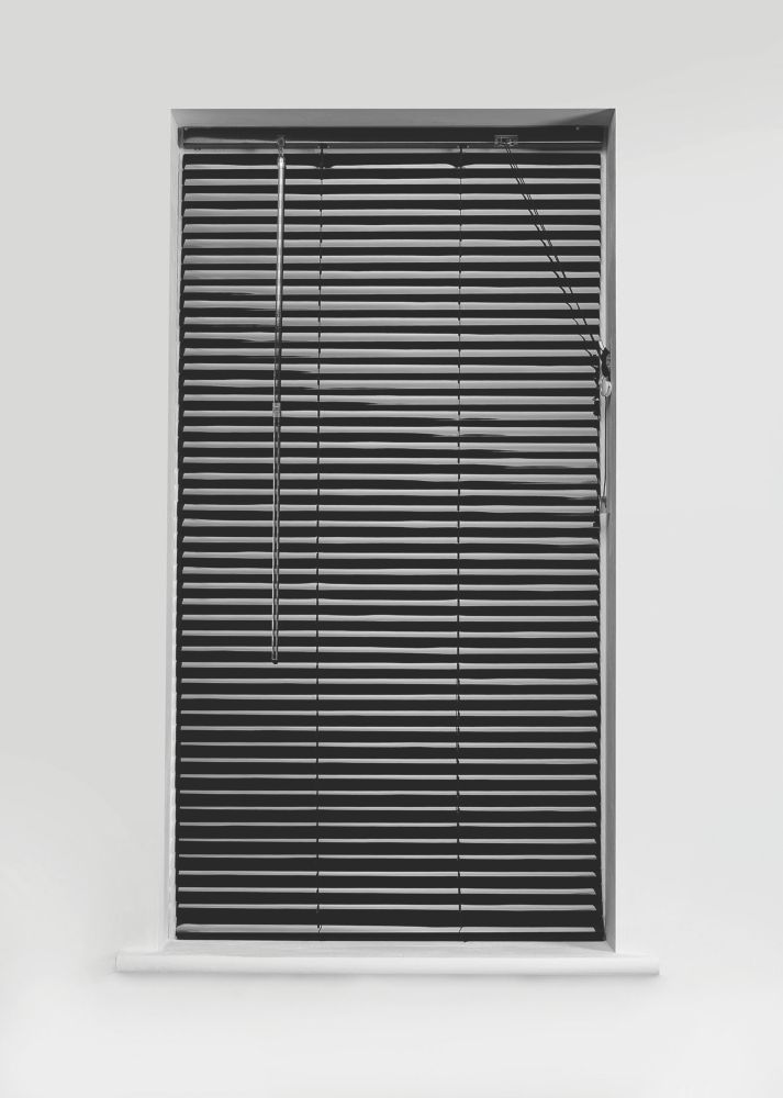 Image of Universal Aluminium Venetian Non-Blackout Blind Black 900mm x 1600mm Drop 