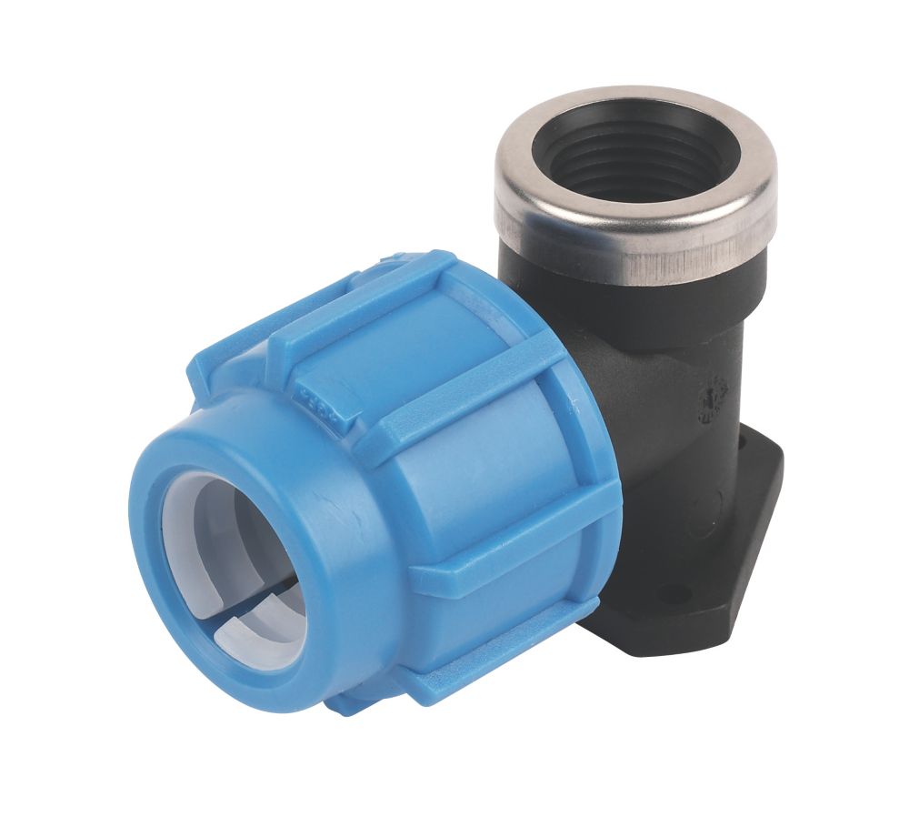 Image of FloPlast MDPE Plastic Wall Plate Elbow 20mm x 1/2" 